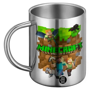 Minecraft characters, Ανοξείδωτη Μεταλλική Κούπα 450ml - Διπλού Τοιχώματος