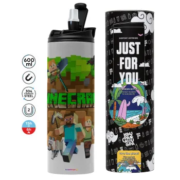 Minecraft characters, Tumbler stainless steel GREY 600ml