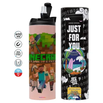 Minecraft characters, Tumbler stainless steel PINK 600ml