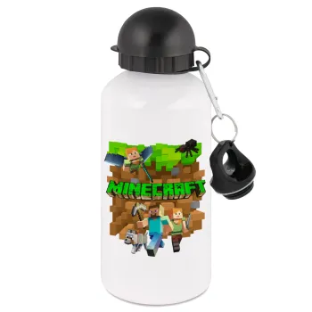 Minecraft characters, Metal water bottle, White, aluminum 500ml