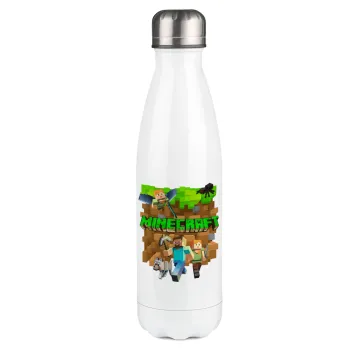 Minecraft characters, Metal mug thermos White (Stainless steel), double wall, 500ml