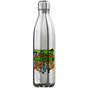 Minecraft characters, Μεταλλικό παγούρι θερμός Inox (Stainless steel), διπλού τοιχώματος, 750ml