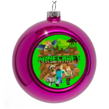 Minecraft characters, Purple Christmas tree ornament bauble 8cm