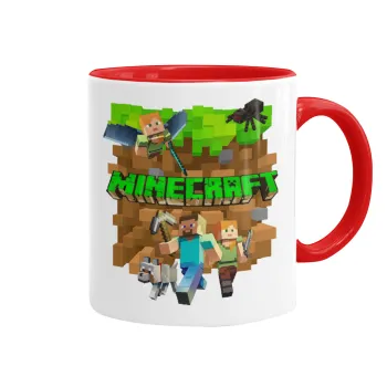 Minecraft characters, Mug colored red, ceramic, 330ml