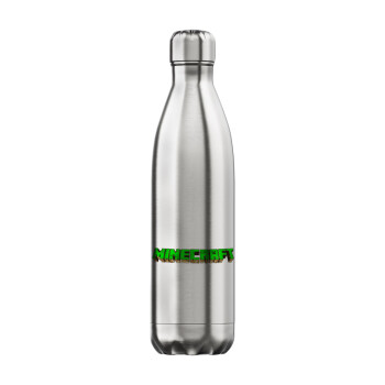 Minecraft logo green, Inox (Stainless steel) hot metal mug, double wall, 750ml