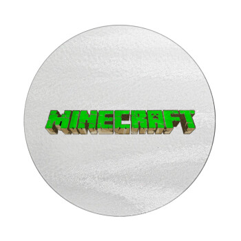 Minecraft logo green, Επιφάνεια κοπής γυάλινη στρογγυλή (30cm)