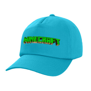 Minecraft logo green, Καπέλο Ενηλίκων Baseball, 100% Βαμβακερό,  Γαλάζιο (ΒΑΜΒΑΚΕΡΟ, ΕΝΗΛΙΚΩΝ, UNISEX, ONE SIZE)