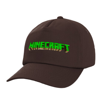 Minecraft logo green, Adult Baseball Cap, 100% Cotton, Chocolate (COTTON, ADULT, UNISEX, ONE SIZE)
