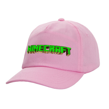 Minecraft logo green, Καπέλο Baseball, 100% Βαμβακερό, Low profile, ΡΟΖ
