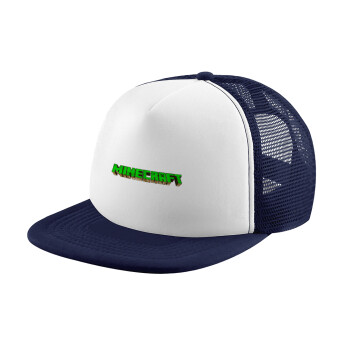 Minecraft logo green, Καπέλο Soft Trucker με Δίχτυ Dark Blue/White 
