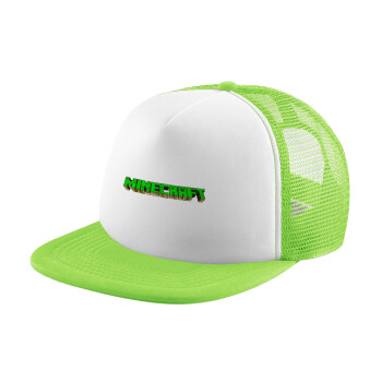 Minecraft logo green, Καπέλο Soft Trucker με Δίχτυ Πράσινο/Λευκό