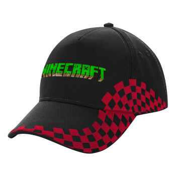 Minecraft logo green, Adult Cap RACING Ultimate Black/Red, (100% COTTON DRILL, ADULT, UNISEX, ONE SIZE)