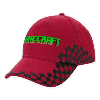Minecraft logo green, Adult Cap RACING Ultimate Red/Black, (100% COTTON DRILL, ADULT, UNISEX, ONE SIZE ADULT)