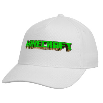 Minecraft logo green, Καπέλο Ενηλίκων Baseball, Drill, Λευκό (100% ΒΑΜΒΑΚΕΡΟ, ΕΝΗΛΙΚΩΝ, UNISEX, ONE SIZE)