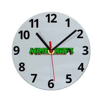 Minecraft logo green, Ρολόι τοίχου γυάλινο (20cm)