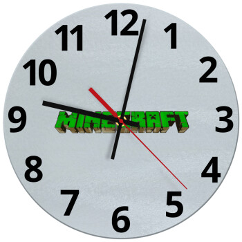 Minecraft logo green, Ρολόι τοίχου γυάλινο (30cm)