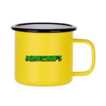 Minecraft logo green, Metallic enamel MATT Yellow cup 360ml