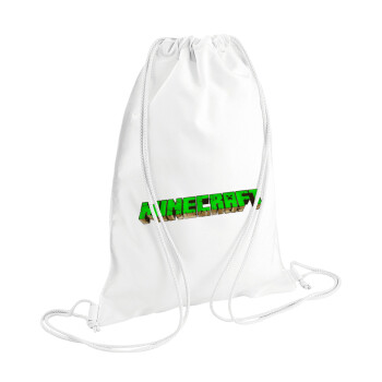 Minecraft logo green, Backpack pouch GYMBAG white (28x40cm)