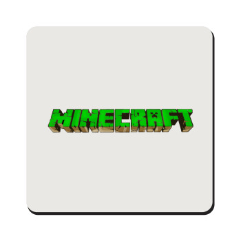 Minecraft logo green, Τετράγωνο μαγνητάκι ξύλινο 9x9cm
