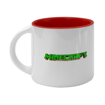 Minecraft logo green, Κούπα κεραμική 400ml Λευκή/Κόκκινη