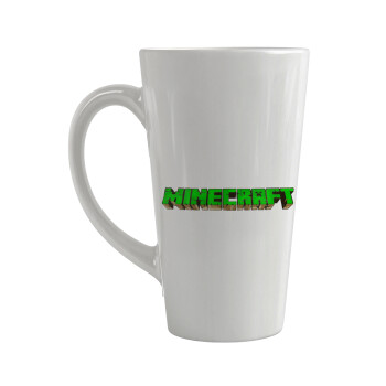 Minecraft logo green, Κούπα κωνική Latte Μεγάλη, κεραμική, 450ml