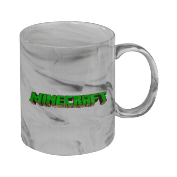 Minecraft logo green, Mug ceramic marble style, 330ml