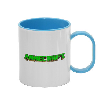 Minecraft logo green, Κούπα (πλαστική) (BPA-FREE) Polymer Μπλε για παιδιά, 330ml