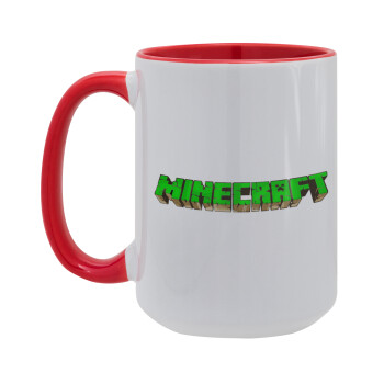 Minecraft logo green, Κούπα Mega 15oz, κεραμική Κόκκινη, 450ml