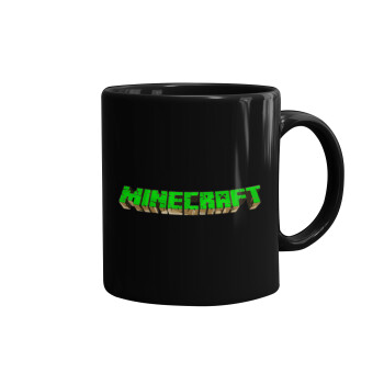 Minecraft logo green, Κούπα Μαύρη, κεραμική, 330ml