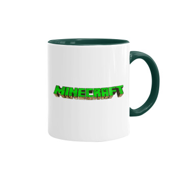 Minecraft logo green, Κούπα χρωματιστή πράσινη, κεραμική, 330ml