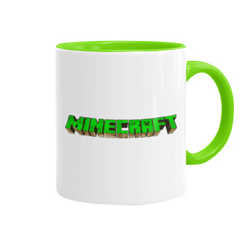 Minecraft logo green, Mug colored light green, ceramic, 330ml