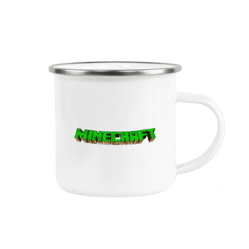 Minecraft logo green, Metallic enamel cup white 360ml