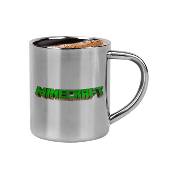 Minecraft logo green, Double-wall metal cup for espresso (220ml)
