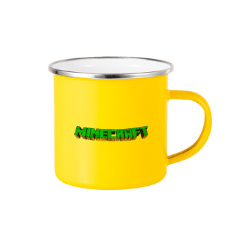 Minecraft logo green, Κούπα Μεταλλική εμαγιέ Κίτρινη 360ml