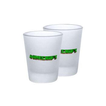 Minecraft logo green, Σφηνοπότηρα γυάλινα 45ml του πάγου (2 τεμάχια)