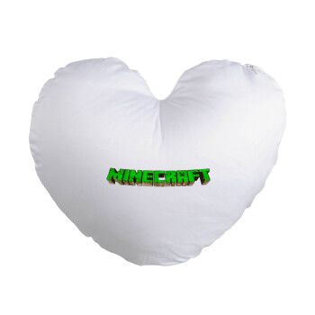 Minecraft logo green, Μαξιλάρι καναπέ καρδιά 40x40cm περιέχεται το  γέμισμα