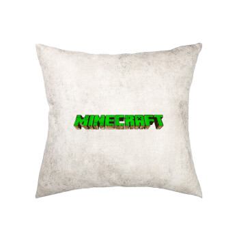Minecraft logo green, Μαξιλάρι καναπέ Δερματίνη Γκρι 40x40cm με γέμισμα