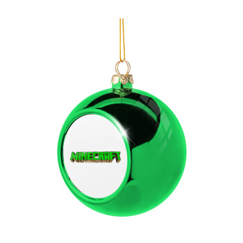 Minecraft logo green, Χριστουγεννιάτικη μπάλα δένδρου Πράσινη 8cm