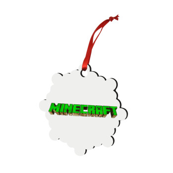 Minecraft logo green, Χριστουγεννιάτικο στολίδι snowflake ξύλινο 7.5cm
