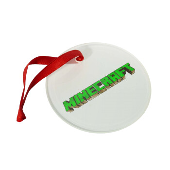 Minecraft logo green, Χριστουγεννιάτικο στολίδι γυάλινο 9cm
