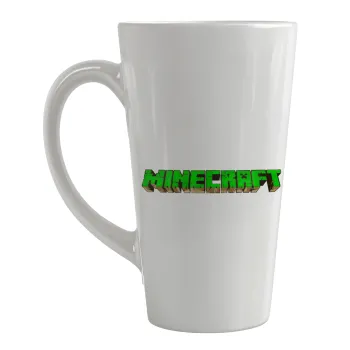 Minecraft logo green, Κούπα κωνική Latte Μεγάλη, κεραμική, 450ml
