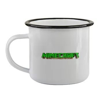 Minecraft logo green, Κούπα εμαγιέ με μαύρο χείλος 360ml