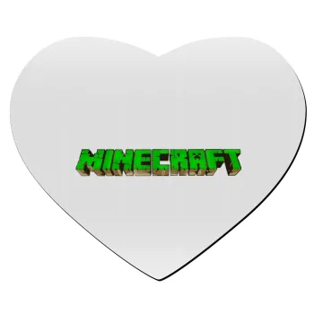 Minecraft logo green, Mousepad καρδιά 23x20cm