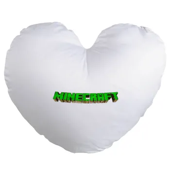 Minecraft logo green, Μαξιλάρι καναπέ καρδιά 40x40cm περιέχεται το  γέμισμα
