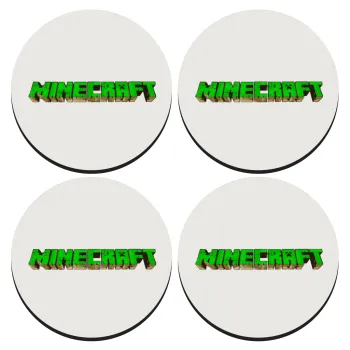 Minecraft logo green, ΣΕΤ 4 Σουβέρ ξύλινα στρογγυλά (9cm)