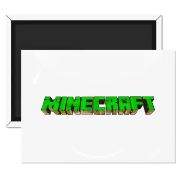 Minecraft logo green, Ορθογώνιο μαγνητάκι ψυγείου διάστασης 9x6cm