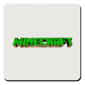 Minecraft logo green, Τετράγωνο μαγνητάκι ξύλινο 9x9cm