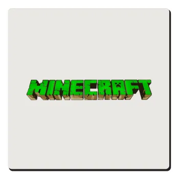 Minecraft logo green, Τετράγωνο μαγνητάκι ξύλινο 6x6cm