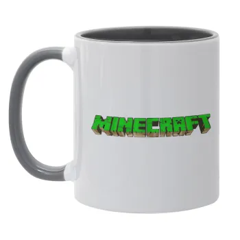 Minecraft logo green, Κούπα χρωματιστή γκρι, κεραμική, 330ml