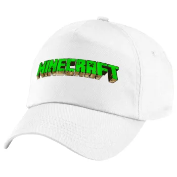 Minecraft logo green, Πεντάφυλλο καπέλο Λευκό, 100% Βαμβακερό (Twill), με ρύθμιση, unisex